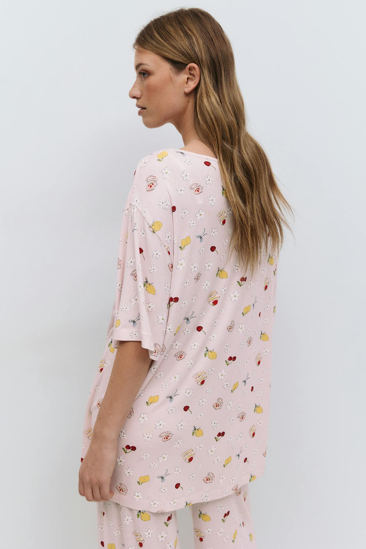 Boatneck sleep tee - Midsummer offwh