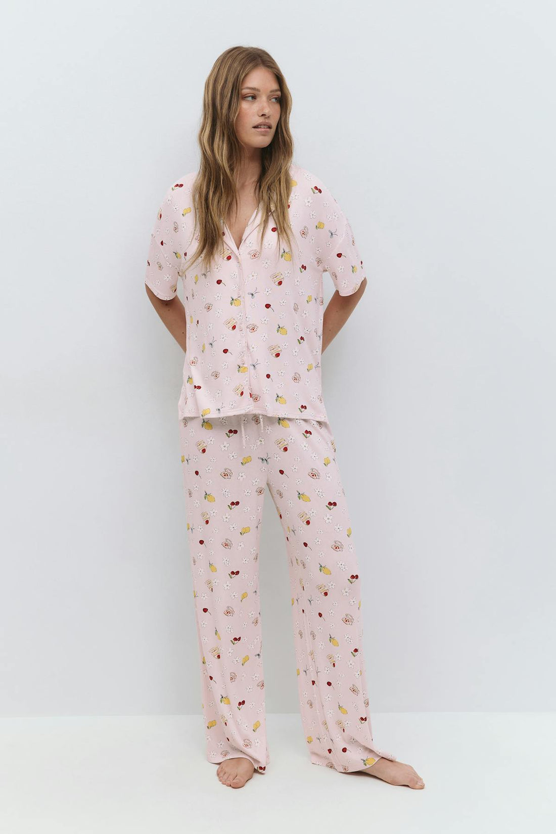 Soft shortsleeve pyjamas shirt - Midsummer offwh