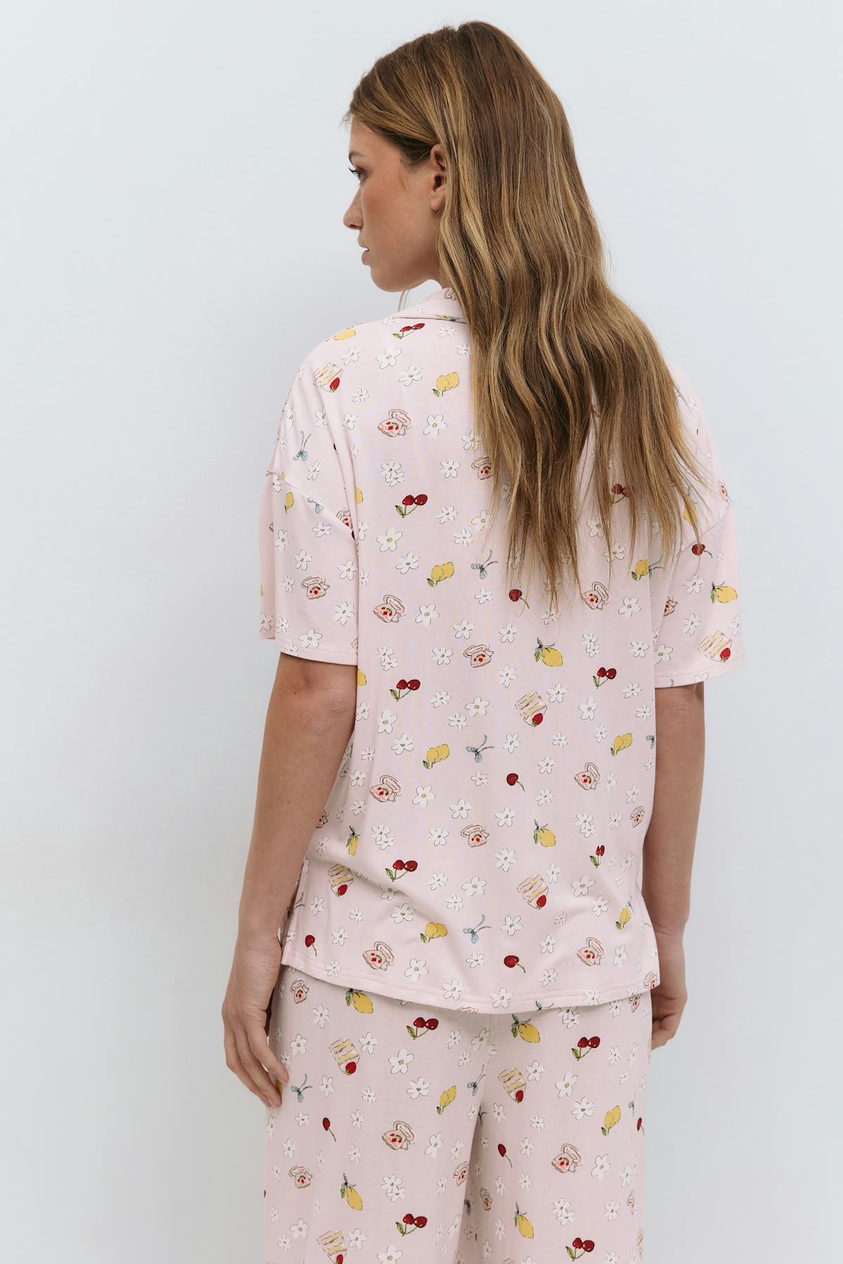 Soft shortsleeve pyjamas shirt - Midsummer offwh