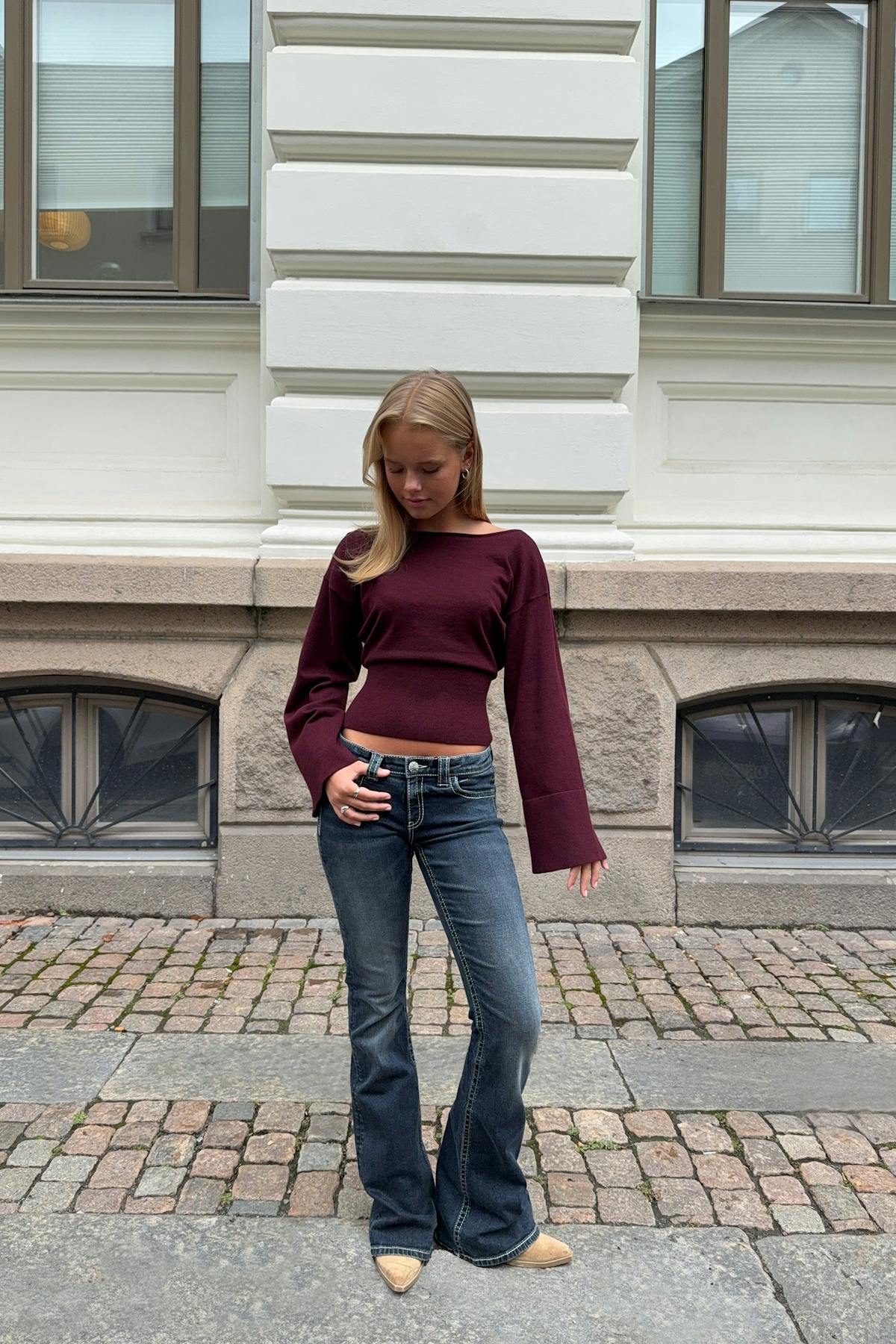 Sparkle low flare jeans - Vintage blue