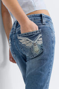 Y sparkle low flare jeans - Lt vintage blue