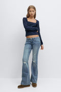 Sparkle low flare jeans - Sky blue