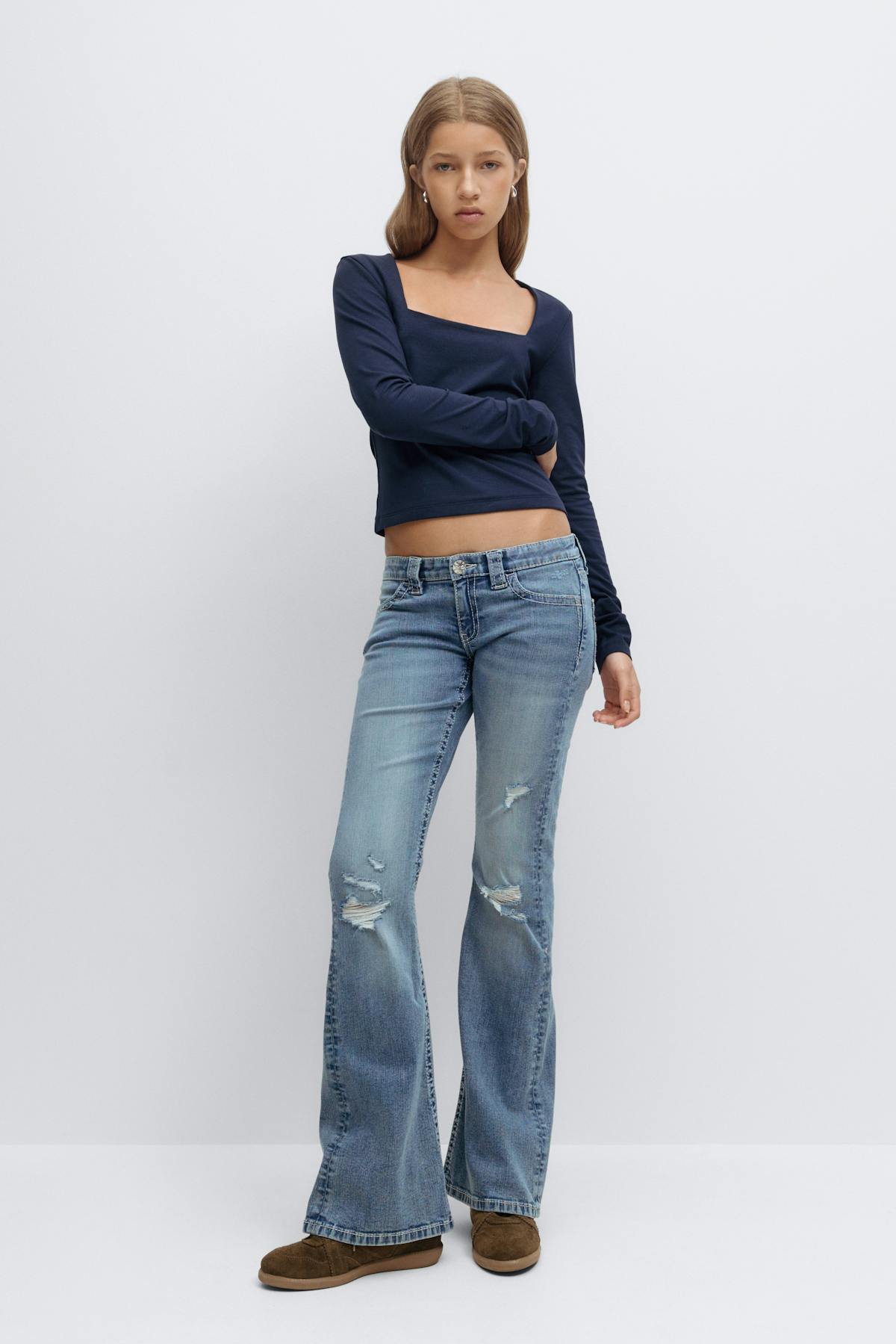Sparkle low flare jeans - Sky blue