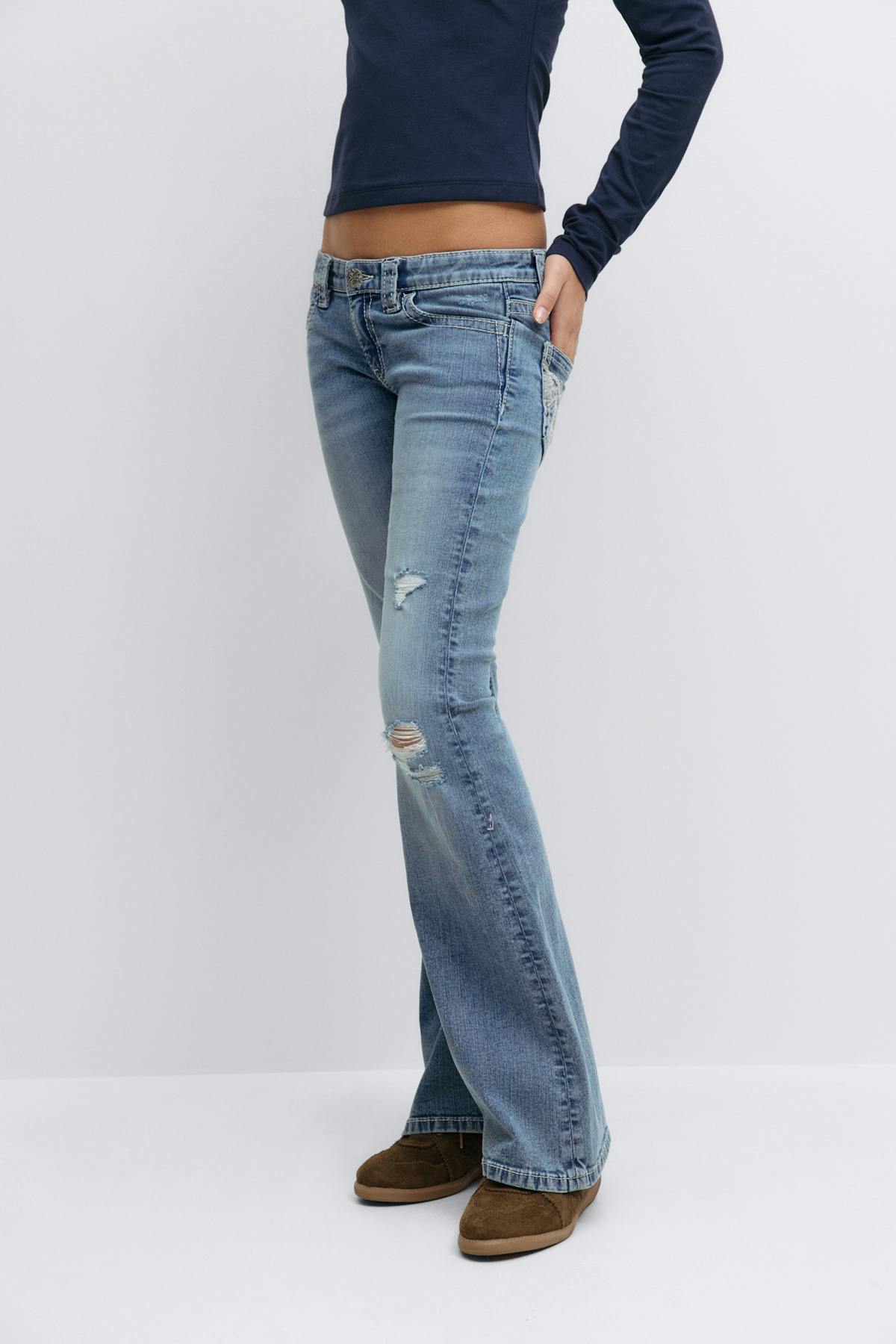 Sparkle low flare jeans - Sky blue