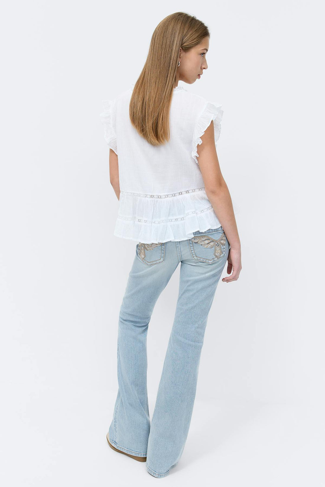 Y sparkle low flare jeans - Lt vintage blue