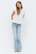 Y sparkle low flare jeans - Lt vintage blue