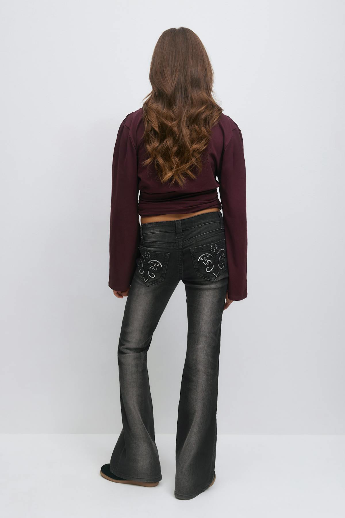 Sparkle low flare jeans - Dk blue tint