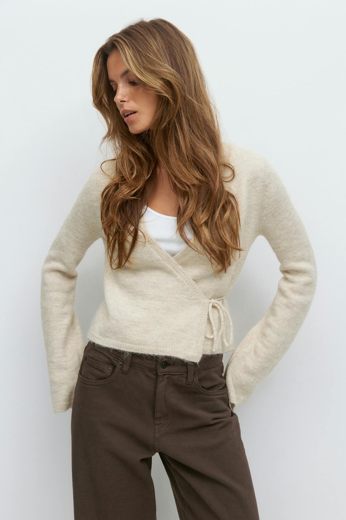 knitted wrap cardigan - Noir