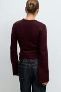knitted wrap cardigan - Brown melange