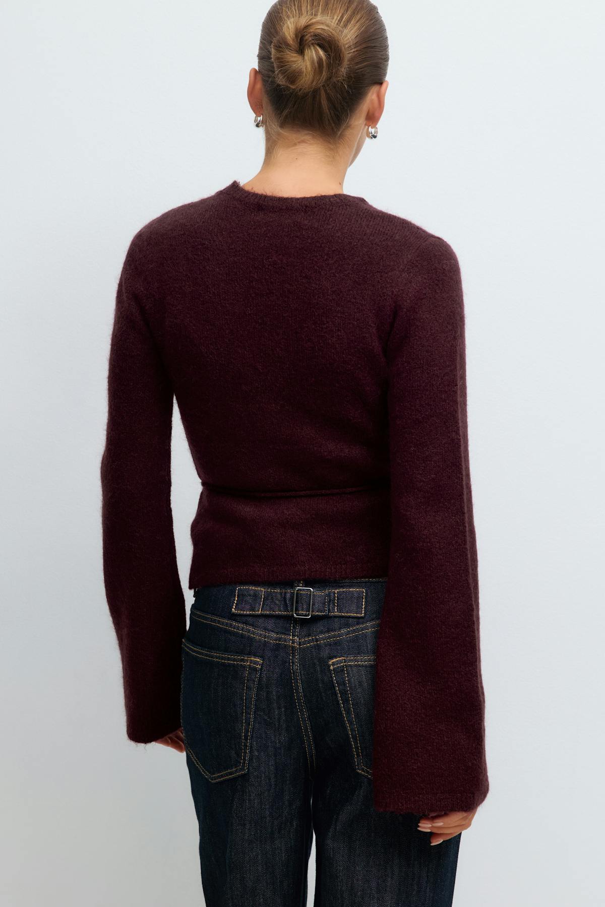 knitted wrap cardigan - Brown melange