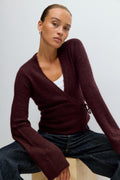 knitted wrap cardigan - Navy blazer