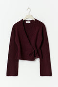 knitted wrap cardigan - Brown melange
