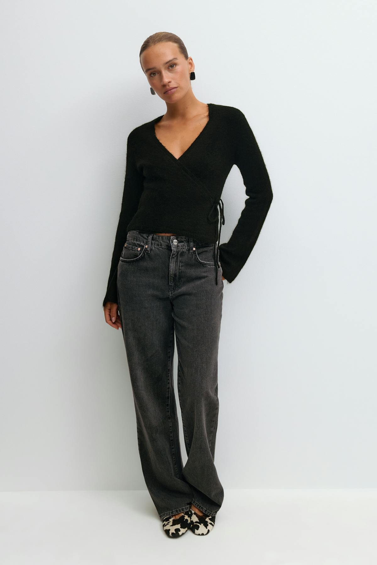 knitted wrap cardigan - Navy blazer