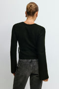 knitted wrap cardigan - Navy blazer