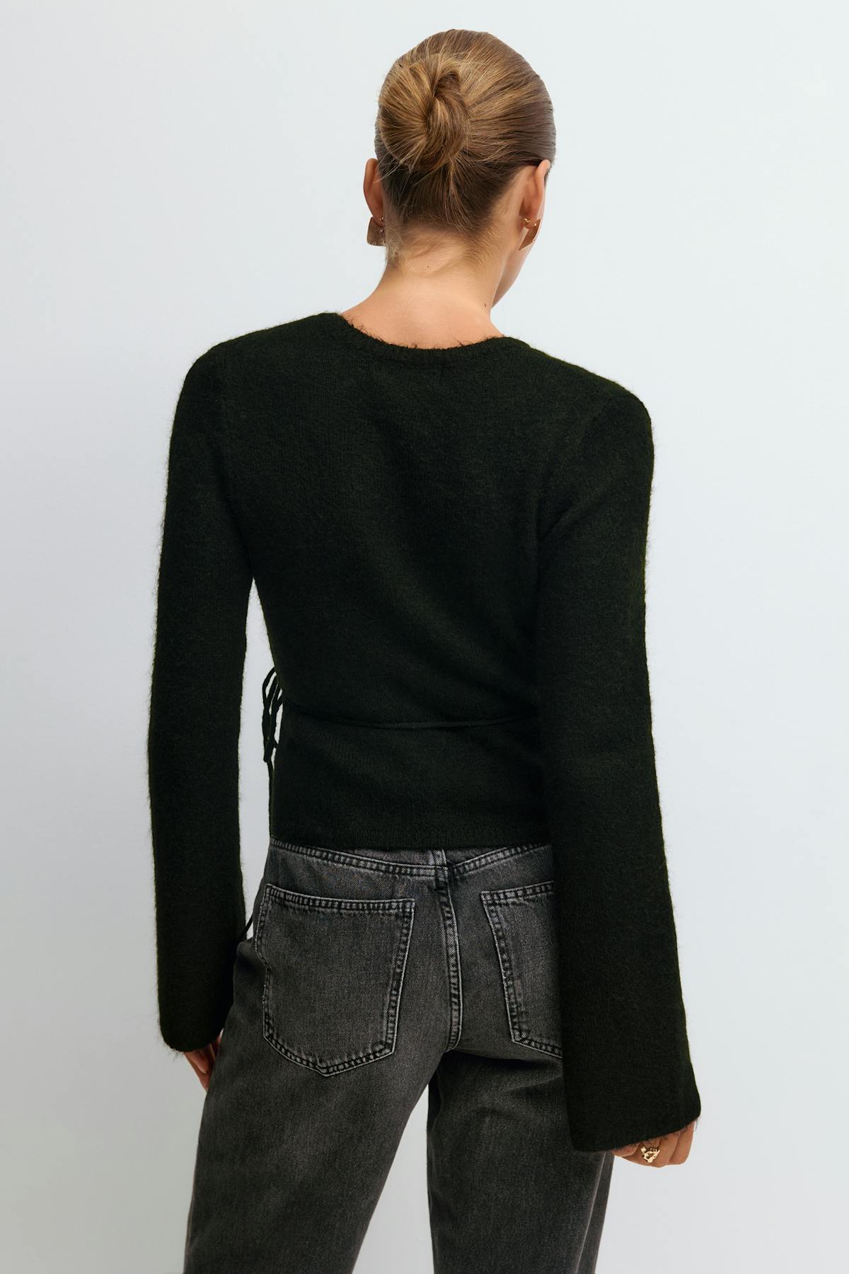 knitted wrap cardigan - Navy blazer