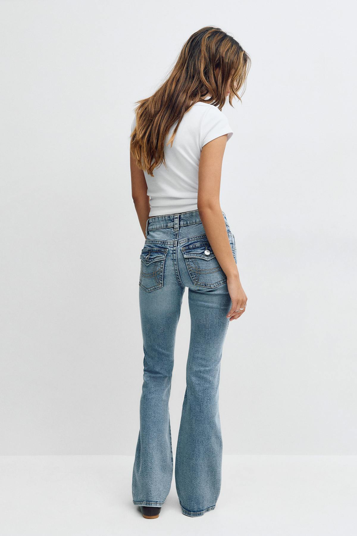 Y2k low twisted bootcut jeans - Mid blue