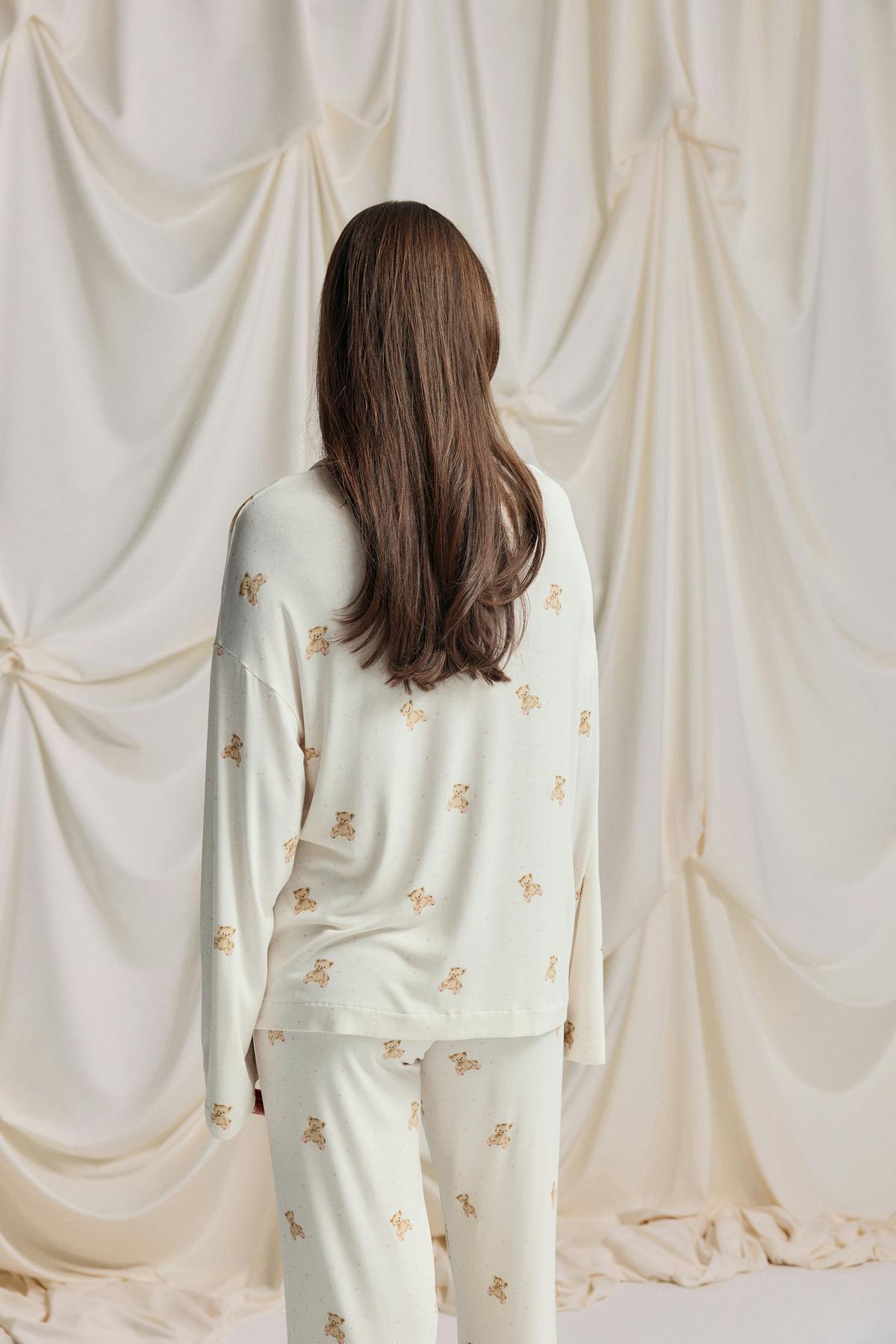 Soft pyjamas shirt - Teddy bear aop