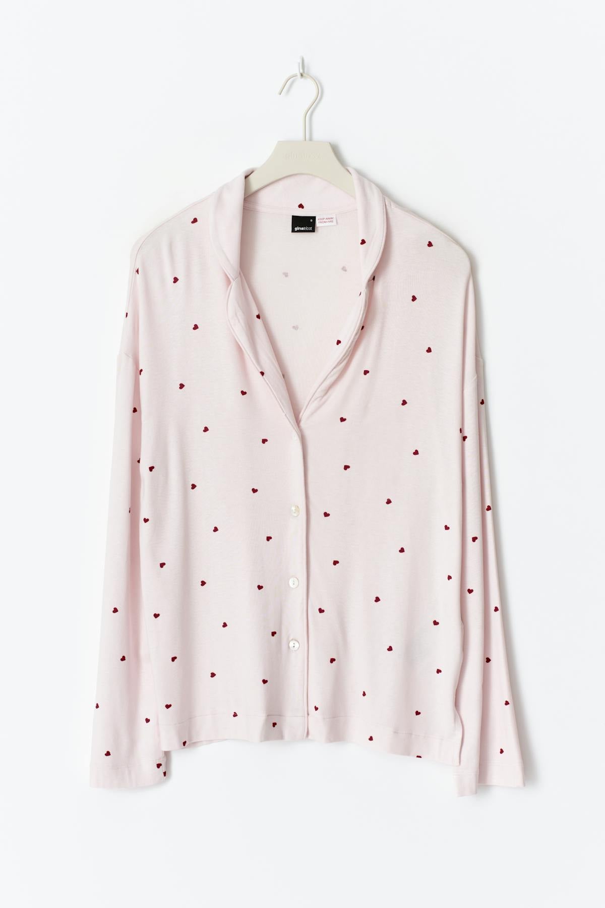 Soft pyjamas shirt - Pink heart aop