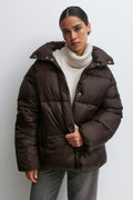 Belted puffer jacket - Marron foncé