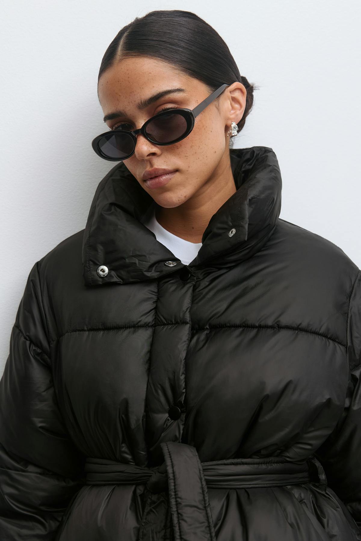 Belted puffer jacket - Noir