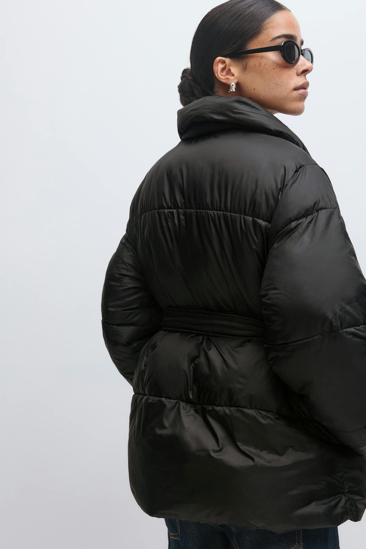Belted puffer jacket - Noir