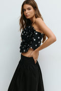 Rose top - Black/white dot