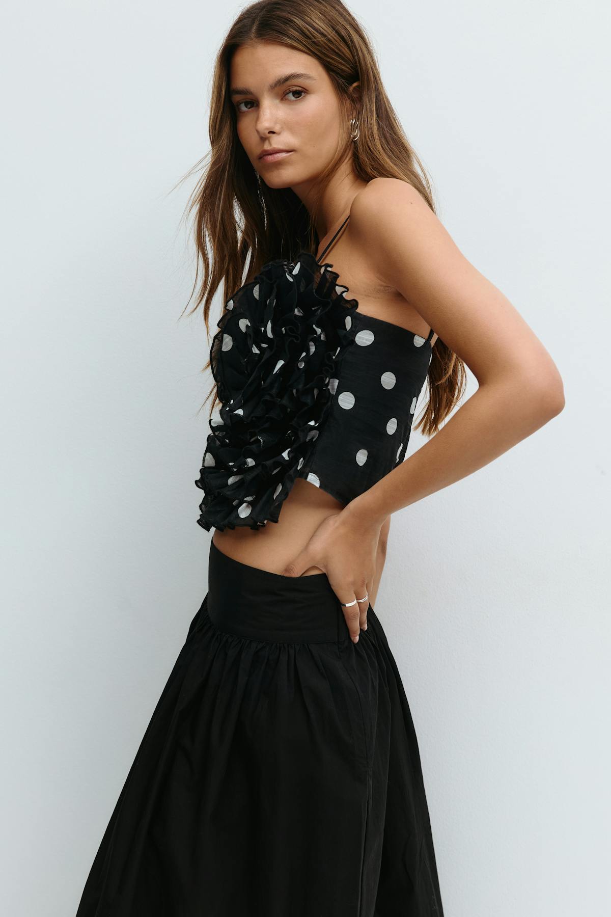 Rose top - Black/white dot