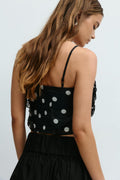 Rose top - Black/white dot