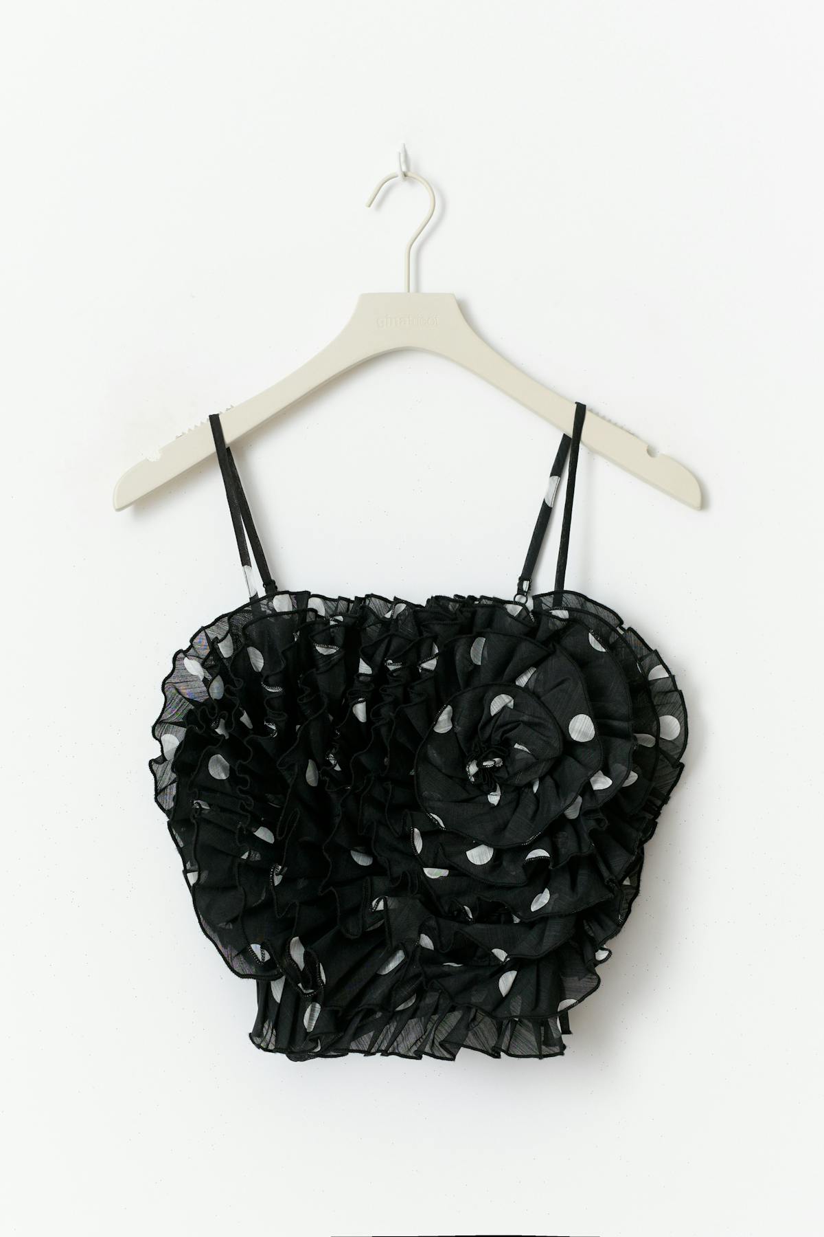 Rose top - Black/white dot