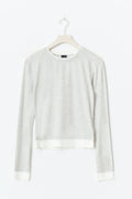 Double hem top - Lt grey melange