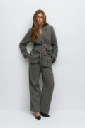 Mid waist herringbone trousers - Gris