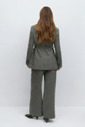 Mid waist herringbone trousers - Gris