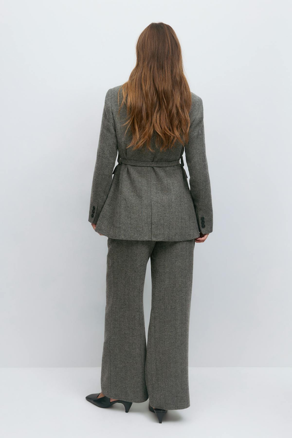 Mid waist herringbone trousers - Gris