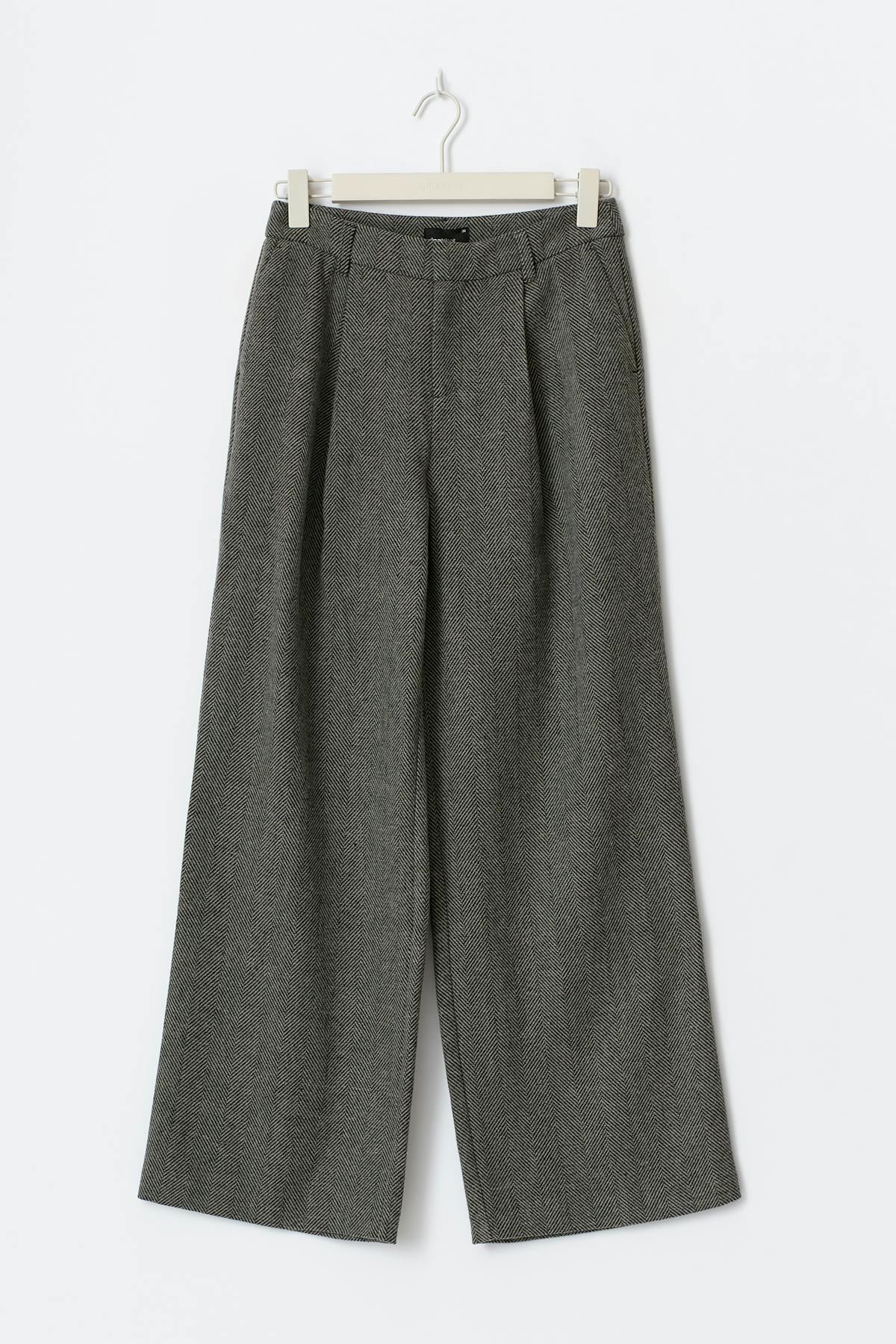 Mid waist herringbone trousers - Gris