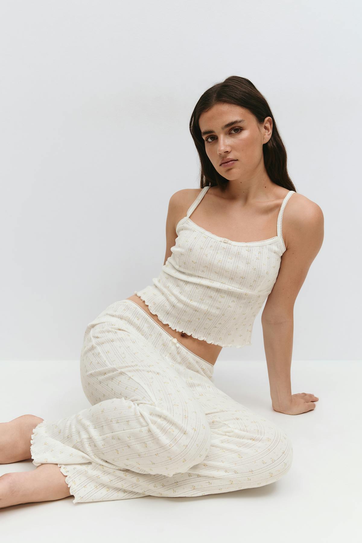 Pointelle trousers - Yellow flower