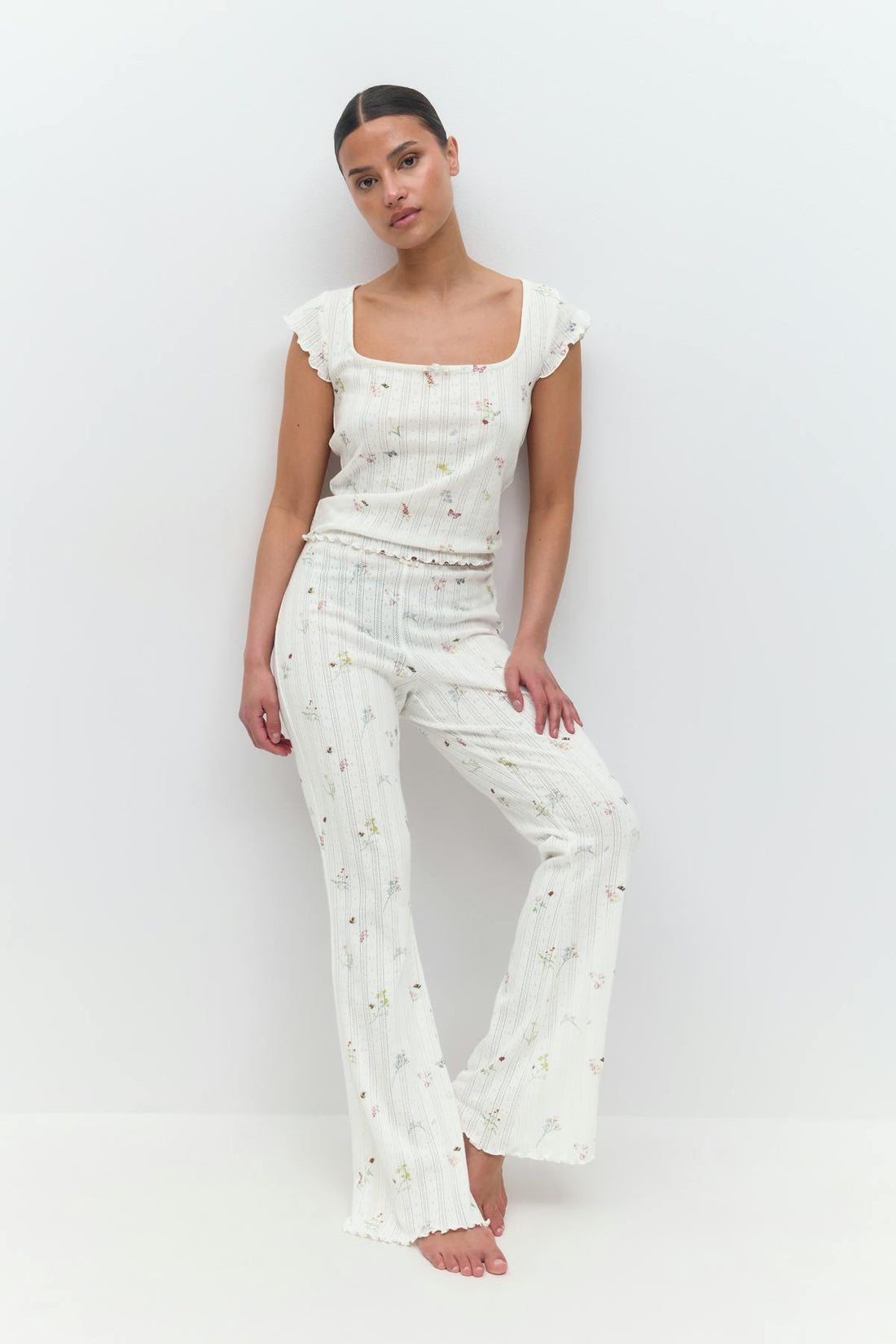 Pointelle trousers - Spring garden
