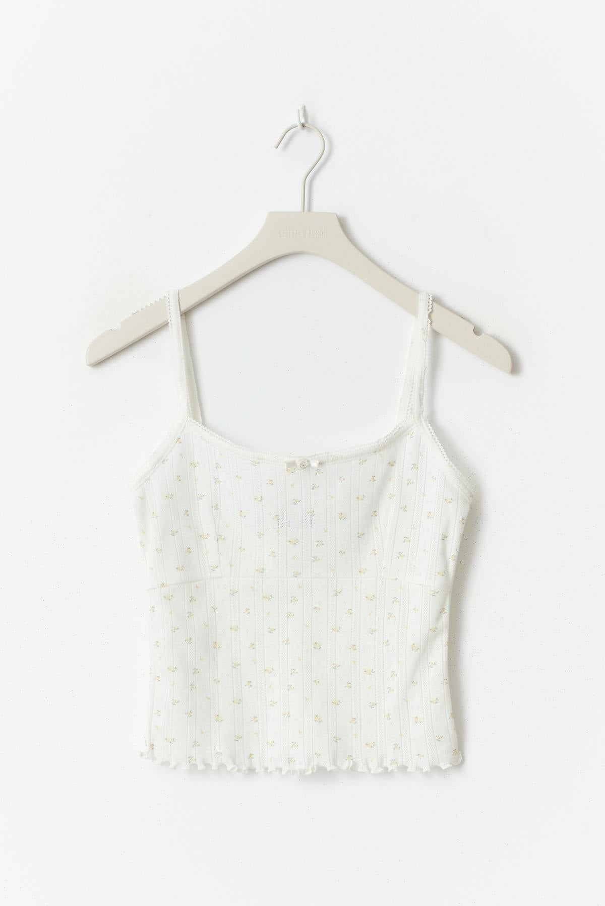 Pointelle singlet - Yellow flower