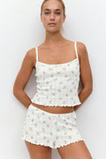 Pointelle singlet - Cherry aop