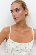 Pointelle singlet - Beige aop