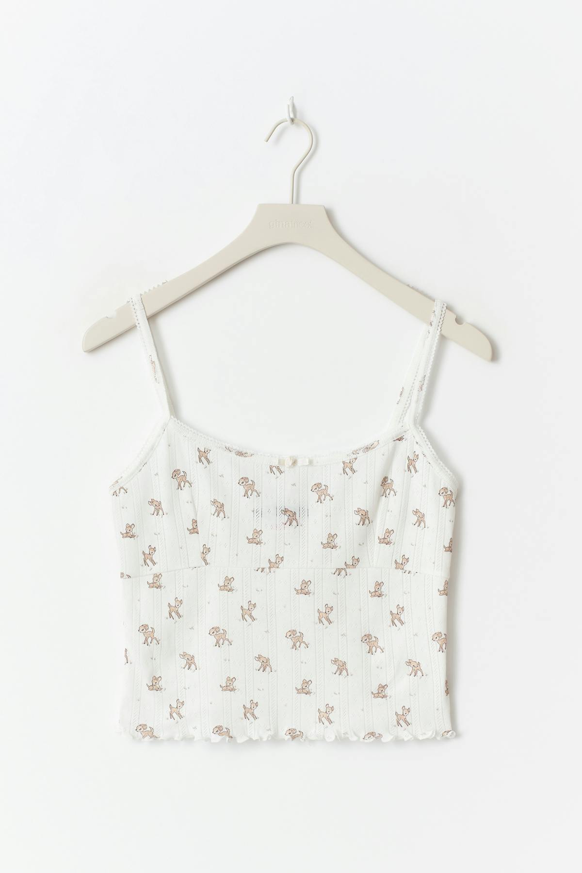 Pointelle singlet - Beige aop
