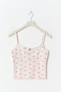 Pointelle singlet - Cherry aop