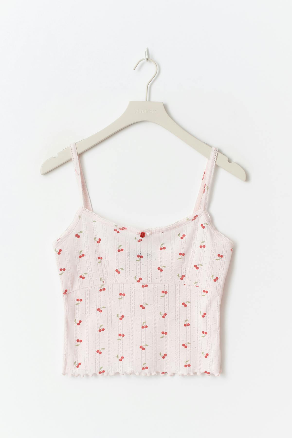 Pointelle singlet - Cherry aop