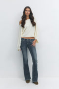 Embroidery jeans tall - Mid blue