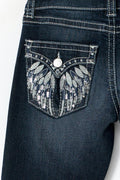 Embroidery jeans tall - Bleu foncé