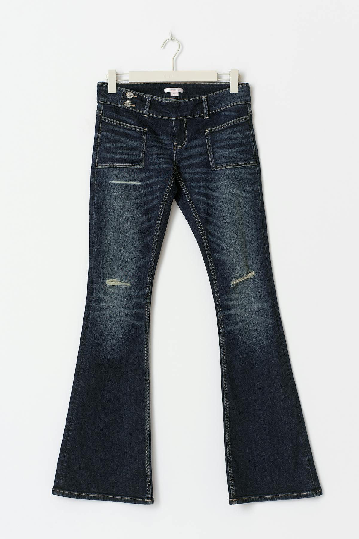 14+ pleated flare jeans tall - Grey distressed