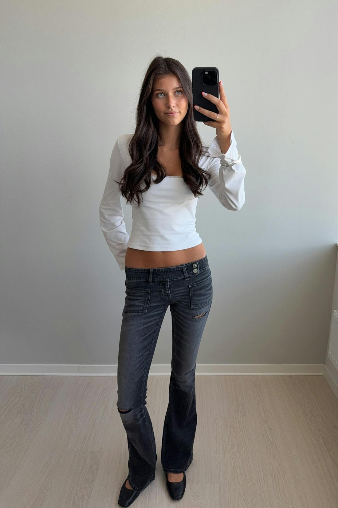 14+ pleated flare jeans tall - Bleu clair