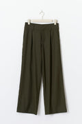 Low wide pleated trousers - Vert foncé