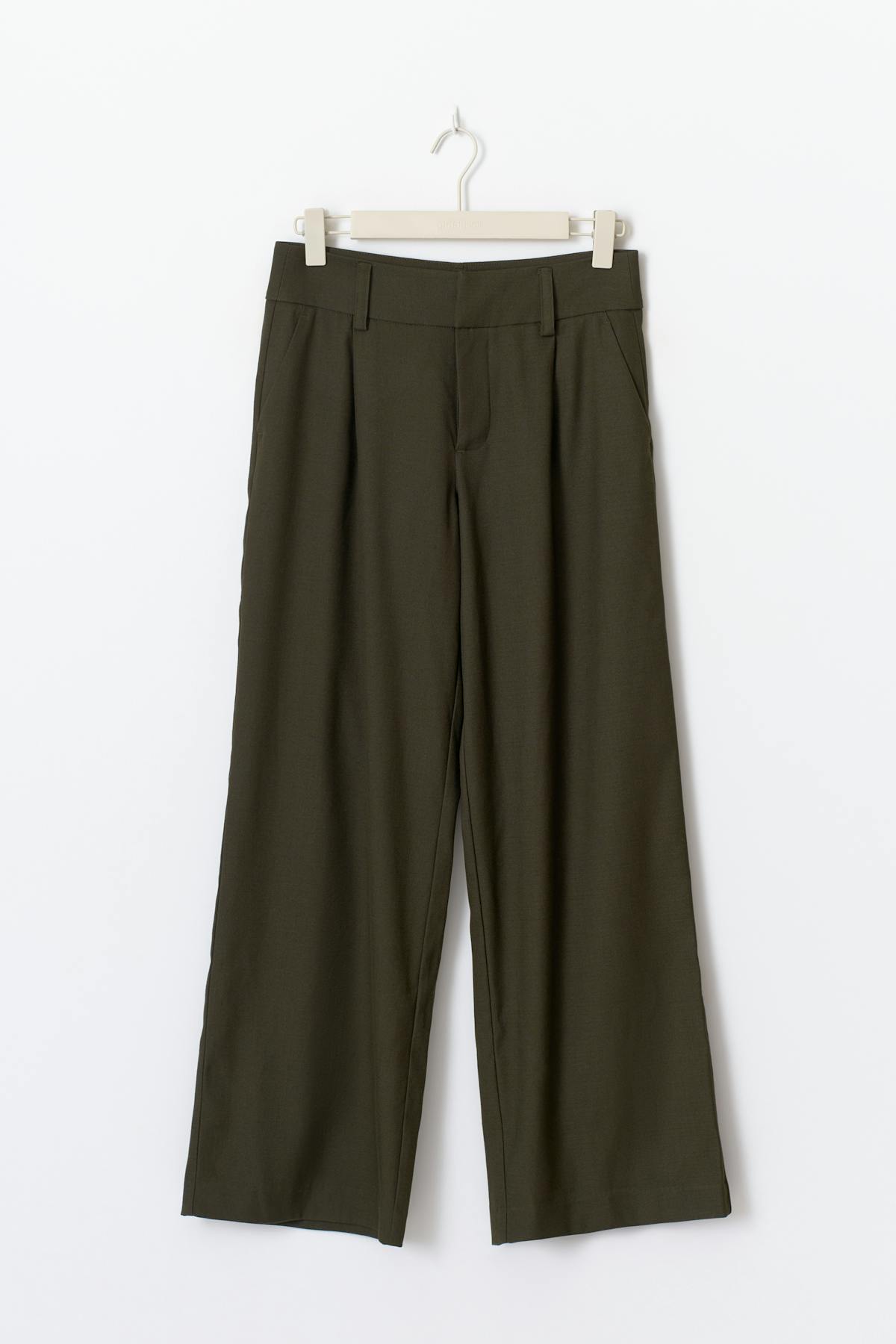 Low wide pleated trousers - Vert foncé