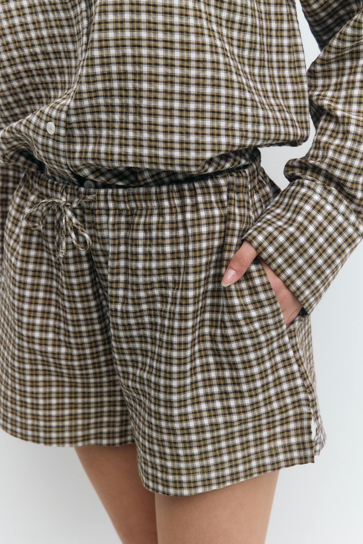 Checked drawstring shorts - Check