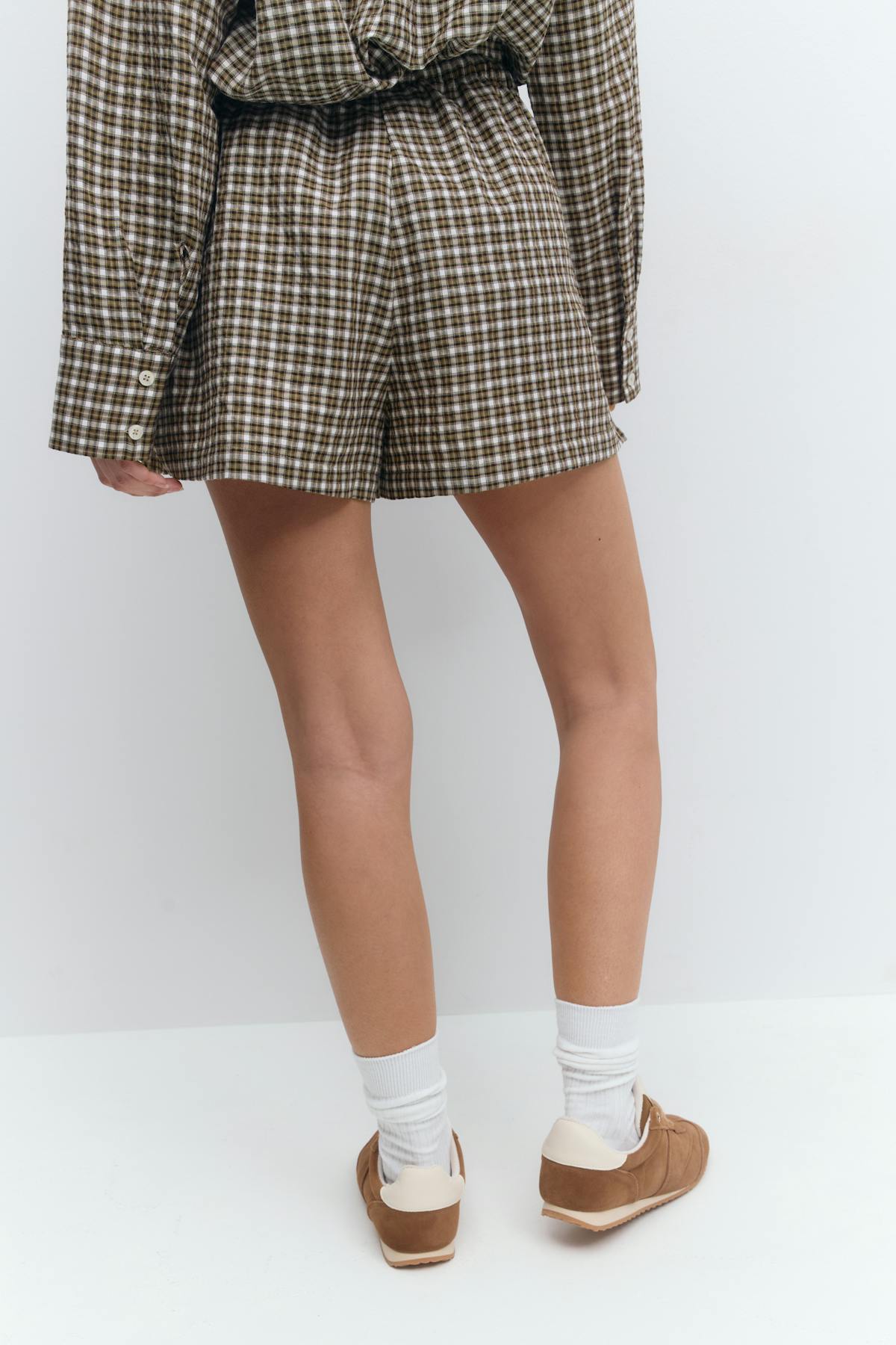 Checked drawstring shorts - Check